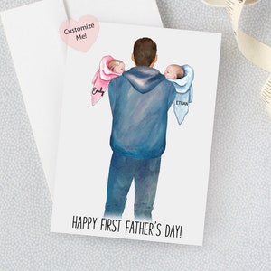 Carte de fête des pères des jumeaux | Carte de la première fête des Pères | Carte Twins pour papa | Carte pour Brother | | de la fête des pères jumeaux Carte de Kids | Papa Souvenir