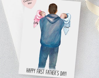 Twins Father&#39;s Day Card | First Fathers Day Card | Twins Card for Dad | Card for Brother | Twin Fathers Day | Card from Kids | Dad Keepsake