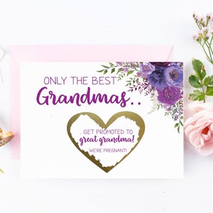 Pregnancy Reveal to Grandma | Scratch Off Card for New Great Grandma | Grandma Promoted to Great Granny | Baby Announcement | Grandparents