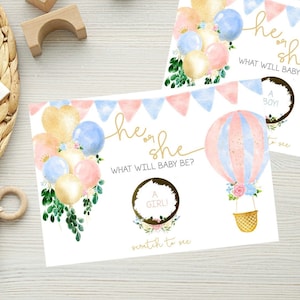 Cartes à gratter de révélation de genre - Jeu de douche de bébé - Révélation de genre pour la famille d’amis - Il ou elle - Scratch Offs bleu et rose - Set de 10