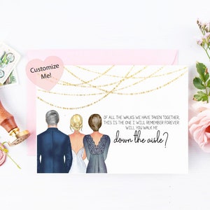 Voulez-vous me faire descendre l’allée | Carte pour maman et papa | Carte de mariage des parents | Marchez dans l’allée en demandant une carte pour les parents de toutes les promenades