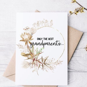 Boho Grossesse Révéler aux grands-parents Carte - Boho Nouvelle annonce de bébé arrière-grands-parents - Grand-mère grand-père - Enceinte - BOHO CHIC