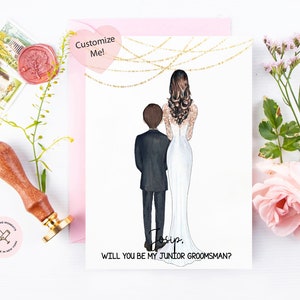 Junior Bräutigam Fragekarte | Antragskarte | Brautjungfern Andenken | Ringträger Fragekarte | Custom Usher Karte | Geschenk für Bruder