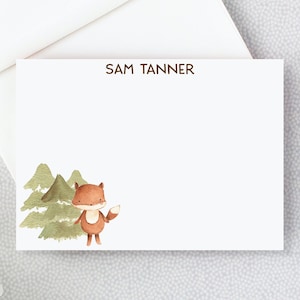 Cartes de notes personnalisées pour enfants, Cartes Woodlands Fox pour garçons et filles, Baby Shower Notes de remerciement, Jeu de cartes et enveloppes 22-188
