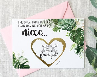 Flower Girl Proposal for Niece Scratch Off Card- The only thing better than having you as my niece - flower girl - jr bridesmaid Tropical