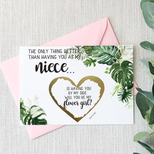 Flower Girl Proposition pour nièce Scratch Off Card- La seule chose mieux que de vous avoir comme ma nièce - fille de fleurs - jr demoiselle d’honneur Tropical