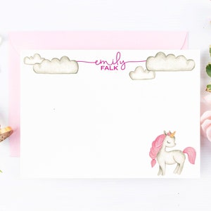 Personalized Note Cards for Girls, Unicorn Stationery for Her, Kids Stationary Cards for Penpals, Set of Cards and Envelopes 22-192
