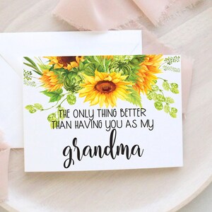 Tarjeta de revelación de embarazo de girasol para la abuela - Nueva tarjeta de bisabuela - De nieto nieta - Anuncio de bebé Revelar