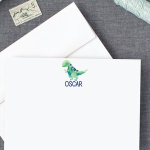 Jungen Personalisierte Notizkarten, Jungen Briefpapier mit Dinosauriern, T Rex, Jungen FLAT Karten für Penpals, Briefe an Freunde und Oma 22-31