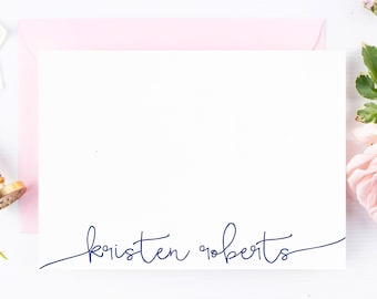 Personalized Note Cards for Her, Stationery for Women, Custom Script Name Stationary Cards,  Set of FLAT Cards and Envelopes 22-194