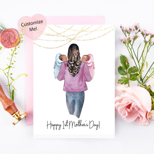 Personalized Twins Mothers Day Card | First Mothers Day | Sister Mothers Day | Best Friend Daughter Mom Card | Custom Card for Mothers Day