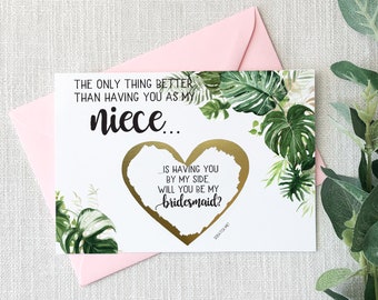 Bridesmaid Proposal for Niece Scratch Off Card | The only thing better than having you as my niece | jr bridesmaid Tropical Wedding | Beach