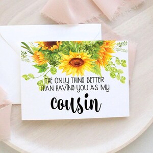 Carte de révélation de grossesse pour cousin | Annonce de bébé tournesol pour cousin | Nouvelle tante | Révélation de grossesse pour cousine à nouvelle tante