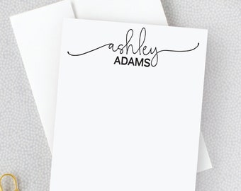 Personalized Notecard Set | Personalized FLAT Cards for Women | Custom Script Note Cards Thank You SET of 10 Notes and Envelopes 22-108