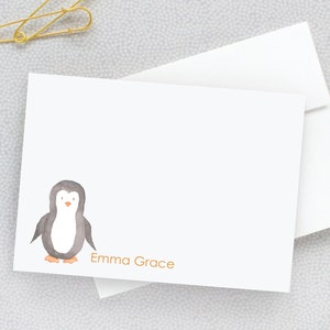 Gepersonaliseerde Penguin Note Cards - FLAT Card Briefpapier - Gepersonaliseerde kaarten - Baby Shower Thank You Note Cards - Kids Briefpapier 22-97