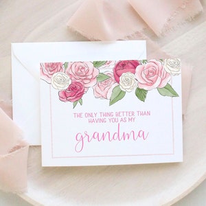 Carte d’annonce de grossesse pour grand-mère - Révélation de grossesse à grand-mère - Annonce de nouvelle arrière-grand-mère de petite-fille - Rose Frame
