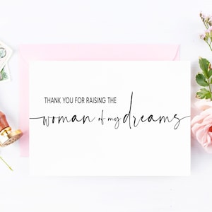 Danke, dass Du die Frau meiner Träume aufgezogen hast | Für Schwiegermutter | Schwiegervater Dankeschön | Aus Brautbräutigam | Dankeskarte Hochzeit