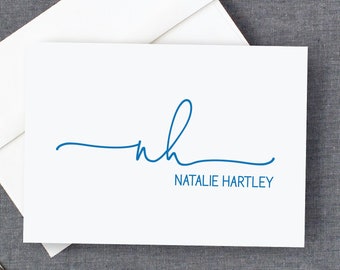 2-letter monogram gepersonaliseerde notitiekaarten, gemonogrammeerde gevouwen kaarten voor haar, aangepaste scriptnotitiekaarten dank u set notities enveloppen 22-i44