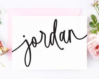 Script Personalized Stationery Set for Her | FOLDED Note Cards for Women | Custom Script Note Cards Thank You Notes and Envelopes Set 22-209