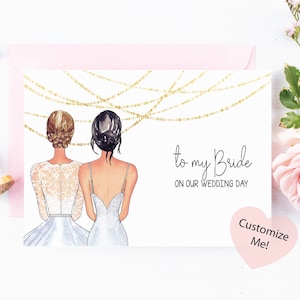a minha noiva em nosso dia do casamento cartão comemorativo | Cartão de noiva personalizado da noiva | Cartão lésbica da lembrança do casamento para o amor da minha vida | Cartão de casamento gay