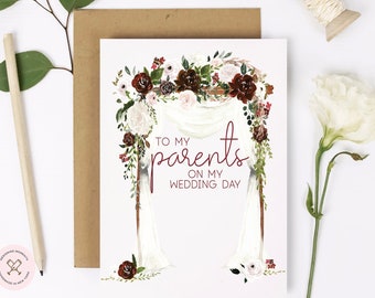 To My Parents on My Wedding Day | Wedding Day Keepsake for Mom and Dad | Card for Mommy and Daddy | Card for Parents | Thank You Mom and Dad