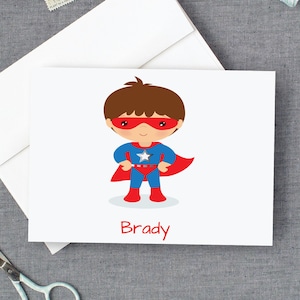 Personalisierte Jungen Briefpapier, SuperheldEn Notizkarten für kleine Männer, SuperHeld Stationary für Kinder Dm601