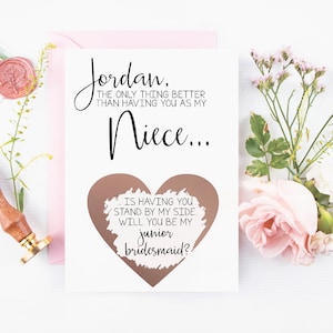 Proposition de demoiselle d’honneur junior pour la carte à gratter de sa nièce | Personnalisé La seule chose mieux que de vous avoir comme nièce | demoiselle d’honneur junior