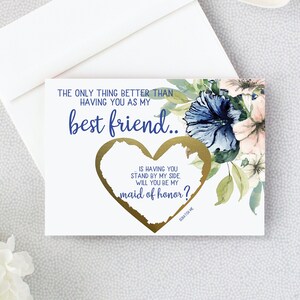 Will You Be My Maid of Honor Scratch Off Card | The only thing better than having you as my best friend | Bridesmaid Card | Matron BRI