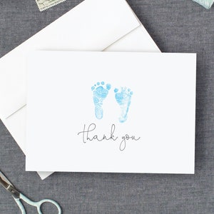 Baby Footprint Thank You Note Card Set, Blue Baby Footprints Papelería para Baby Shower, Footprints, Baby Footprints Thank You Cards, 22-124