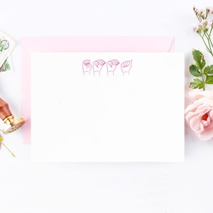 American Sign Language Personalisiertes Briefpapier Set | Individuelle Flachkarten mit personalisiertem Namen | ASL Custom Cards | Personalisierte Notizkarten