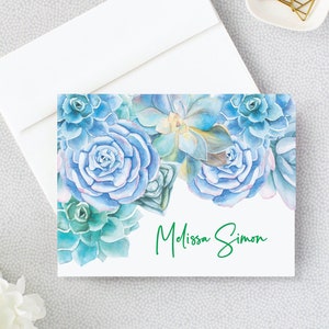 Cartes de notes succulentes personnalisées | Papeterie personnalisée pour ses | Cartes vierges Succulentes Plant Lady Cartes et enveloppes Aquarelle 22-24