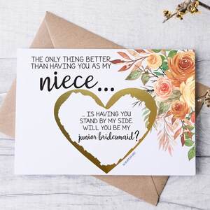 Proposition de demoiselle d’honneur junior pour la carte à gratter de sa nièce | La seule chose que nièce | | de fille de fleur demoiselle d’honneur demandant des | de carte Orange brûlée AUTOMNE