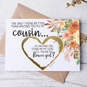 Flower Girl demande une carte de proposition pour cousin | Scratch Off Carte de mariage | La seule chose que Cousin | Demoiselle d’honneur | Demoiselle d’honneur junior AUTOMNE