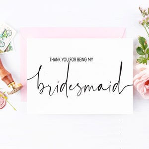 Thank You For Being My Bridesmaid Card | Card from Bride | Bridal party Thank You Cards | Maid of Honor | Bridesmaid | Flower Girl
