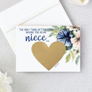 Flower Girl Proposition pour nièce Scratch Off Card- La seule chose mieux que de vous avoir comme ma nièce - fille fleurie - Navy Blush demoiselle d’honneur BRI