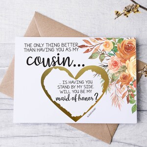 Demoiselle d’honneur demandant une carte pour cousin | Scratch Off Proposition Carte de mariage | La seule chose que Cousin | Matrone d’honneur | Jr Demoiselle d’honneur AUTOMNE