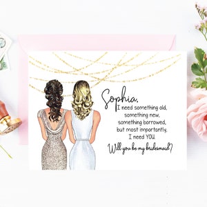 Brautjungfer Karte - Benutzerdefinierte Brautjungfer Karte - Will You Be My Bridesmaid Karte - Oma of Honor Proposal - Brautjungfer Geschenk - Andenken