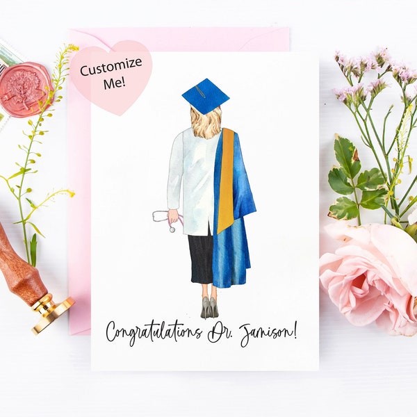 Medical School Graduation Card | Custom Card for Senior | Congratulations Graduate | Cap and Gown | Class of 2023 | New Doctor Card | Dr PA