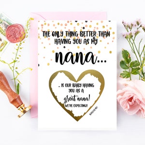 Révélation de grossesse pour Nana Scratch Off Card - Annonce de bébé - Grande révélation Nana - seule chose mieux que de vous avoir comme confetti de grand-mère