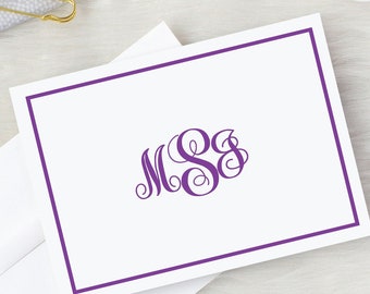 3 Letter Monogram Border Stationery Custom Folded Note Card for Her Personalized Monogram Greeting Card Professional Stationery 22-47