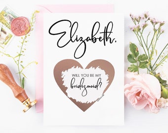 Bridesmaid Proposal Card - Personalized Will You Be My Bridesmaid Scratch Off Card - Custom Proposal Card for Bridesmaid - Modern Cursive