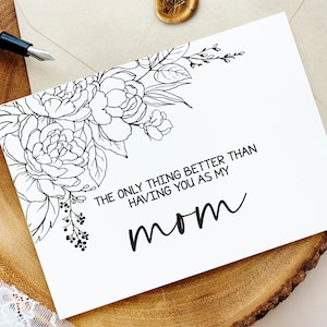 Carte de révélation de grossesse pour maman - Nouvelle carte de grand-mère de sa fille - Carte d’annonce de bébé pour la nouvelle grand-mère - Nouveau petit-enfant - Line Art