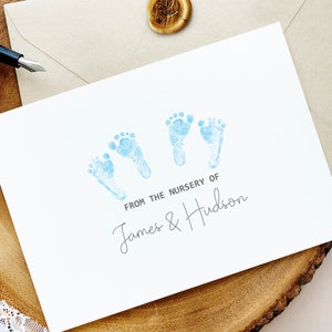 Twins Baby Shower Thank You Note Card Set / De la guardería de tarjetas / Juego personalizado de gemelos de bebé de 10 tarjetas de papelería PLEGADAS / 22-82