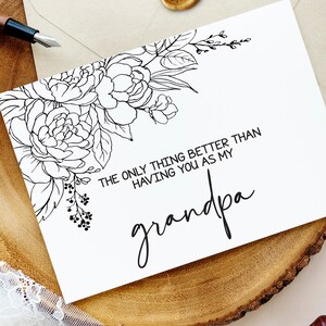 Tarjeta de revelación de embarazo para el abuelo - Nueva tarjeta de bisabuelo - Lo único mejor abuelo - Tarjeta de abuelo de anuncio de bebé - Arte lineal
