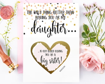 Pregnancy Reveal to Daughter Scratch Off Card - Pregnancy Announcement - Big Sister Scratch off Card - The only thing better than DOTS