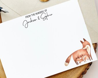 Twins Baby Shower Thank You Cards, Mommy and Me Cards, From the Nursery of Baby Stationery, Shower Gift, Twins, Card and Envelope Set 22-172