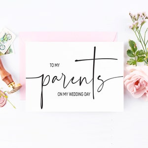 Aos meus pais no dia do meu casamento | Cartão para mamãe e papai | Obrigado mamãe e papai | Cartões para Mãe e Pai | Da Noiva Noivo Filha Filho
