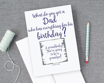Pregnancy Scratch Off Reveal Card for Dad Birthday Card Baby Announcement New Grandpa Fathers Day Baby Announcement Baby Reveal for Grandpa