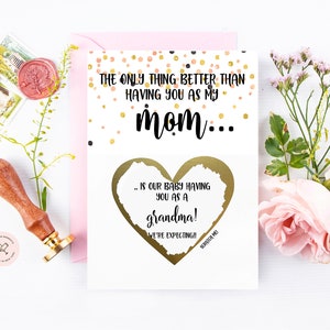Revelación del embarazo a mamá Tarjeta de rasca y gana - Anuncio de embarazo - Abuela - Abuela - Solo lo mejor tarjeta de rascar - CONFETTI