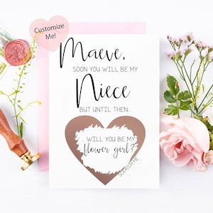 Flower Girl Proposition pour nièce Scratch Off Card- Flower Girl Asking Card Soon You Will Be My Niece But Until Then - demoiselle d’honneur junior ROSE